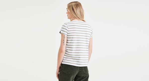 Dockers V-Neck Tee Shirt Slim Fit Green