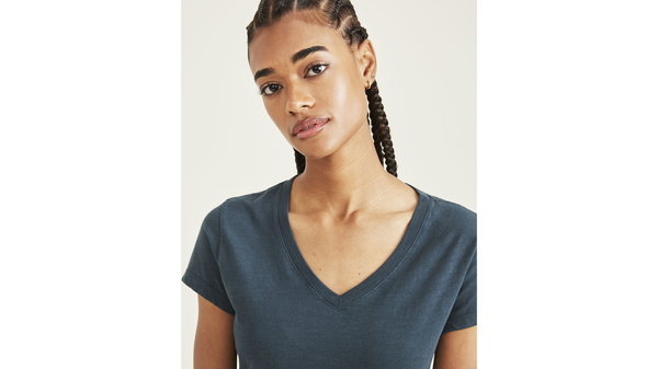 Dockers V-Neck Tee Shirt Slim Fit Green