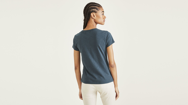 Dockers V-Neck Tee Shirt Slim Fit Green