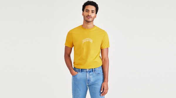 Dockers Varsity Arch Graphic Tee Slim Fit Yellow