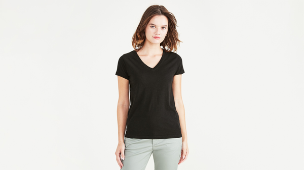 Dockers Favorite V-Neck Tee Shirt Slim Fit Beautiful Black