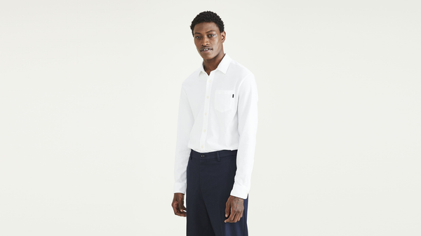 Dockers Knit Button-Up Shirt Regular Fit Lucent White