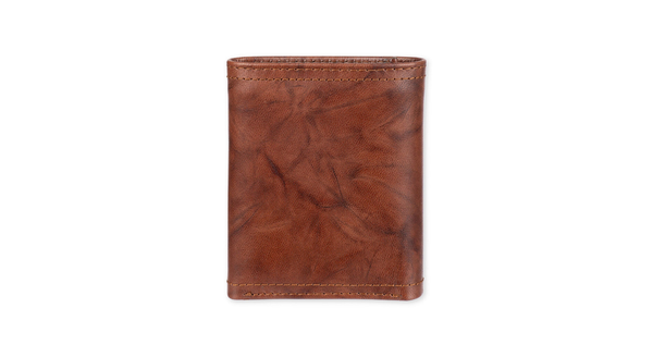 Dockers Leather RFID X-Cap Trifold Wallet With Zipper Brown