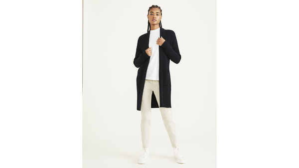 Dockers Long Cardigan Sweater Relaxed Fit Beautiful Black