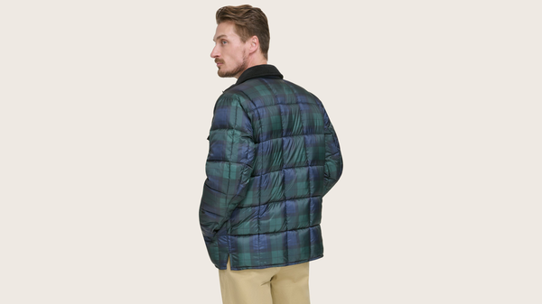 Dockers Midweight Box Quilted Jacket Forest Green Plaid Houndstooth