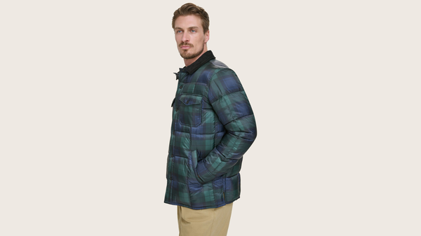 Dockers Midweight Box Quilted Jacket Forest Green Plaid Houndstooth