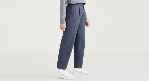 Dockers Original Khakis Pleated High Waisted Tapered Fit Blue