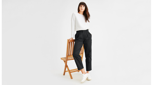 Dockers Original Khakis Pleated High Waisted Tapered Fit Mineral Black