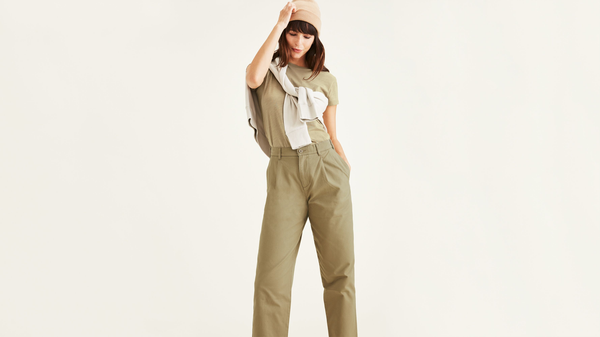 Dockers Original Khakis Pleated High Waisted Tapered Fit New British Khaki