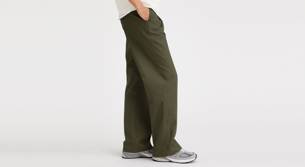 Dockers Original Khakis Pleated High Wide Fit Army Green