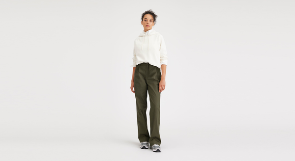 Dockers Original Khakis Pleated High Wide Fit Army Green