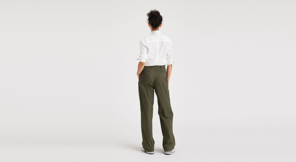 Dockers Original Khakis Pleated High Wide Fit Army Green