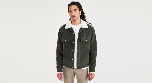Dockers Original Sherpa Trucker Jacket Regular Fit Green