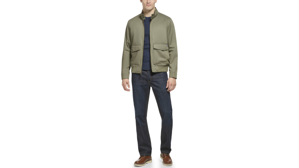 Dockers Poly Cotton Twill Barracuda Bomber W/ Harrington Pockets Green