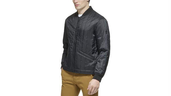 Dockers Recycled Nylon Channel Quilted Bomber Jacket Black