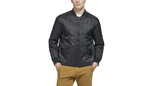 Dockers Recycled Nylon Channel Quilted Bomber Jacket Black