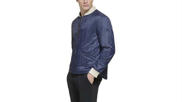 Dockers Recycled Nylon Channel Quilted Bomber Jacket Blue