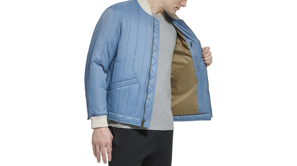 Dockers Recycled Nylon Channel Quilted Bomber Jacket Blue