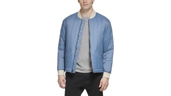 Dockers Recycled Nylon Channel Quilted Bomber Jacket Blue