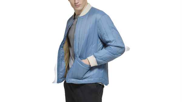 Dockers Recycled Nylon Channel Quilted Bomber Jacket Blue