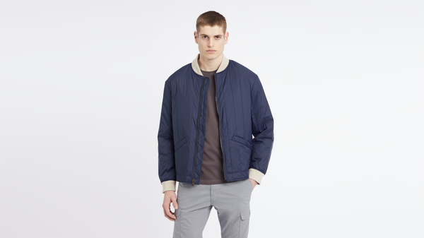 Dockers Recycled Nylon Channel Quilted Bomber Jacket Blue