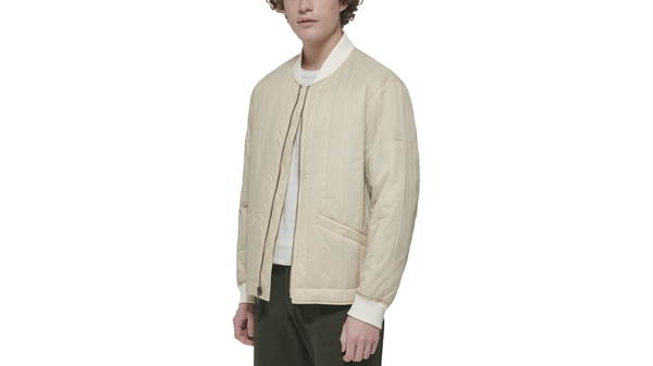 Dockers Recycled Nylon Channel Quilted Bomber Jacket Sahara Khaki