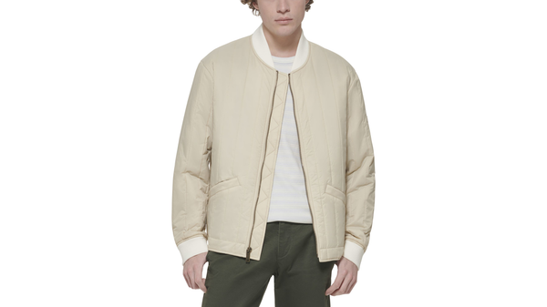 Dockers Recycled Nylon Channel Quilted Bomber Jacket Sahara Khaki