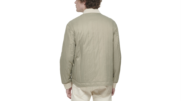 Dockers Recycled Nylon Channel Quilted Bomber Jacket Silver