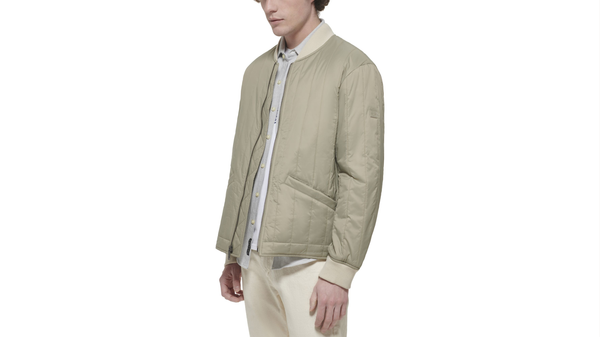 Dockers Recycled Nylon Channel Quilted Bomber Jacket Silver