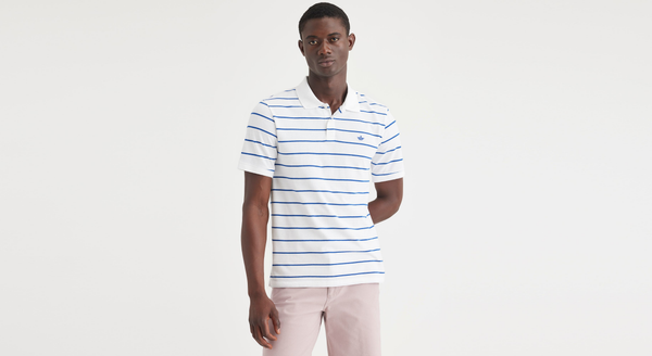 Dockers Rib Collar Polo Slim Fit Caladium Lucent White