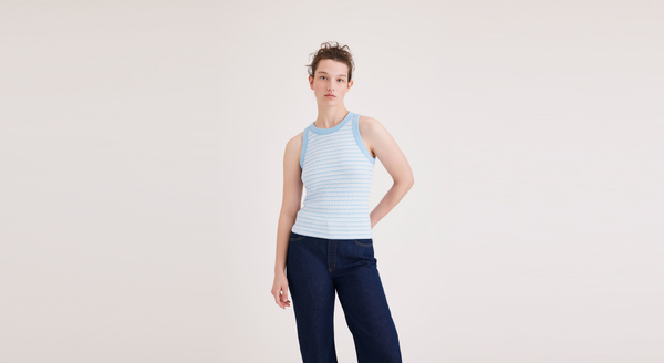 Dockers Rib Tank with Lofi Knit Slim Fit Azure Plaid Blue