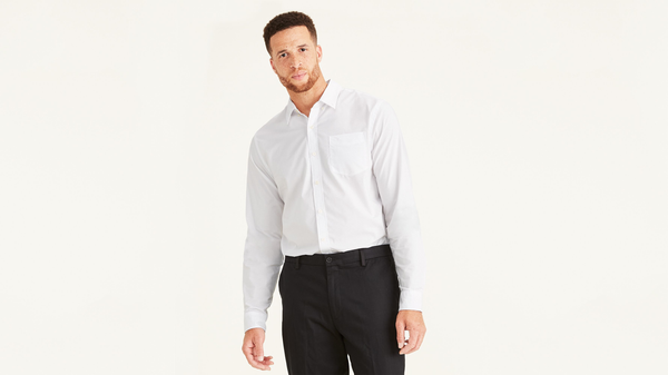 Dockers Signature Comfort Flex Shirt Classic Fit (Big and Tall) Paper White