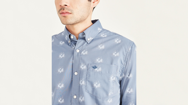 Dockers Signature Comfort Flex Shirt Classic Fit Blue