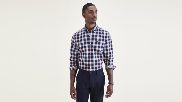 Dockers Signature Comfort Flex Shirt Classic Fit Blue