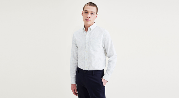 Dockers Signature Comfort Flex Shirt Classic Fit Blue