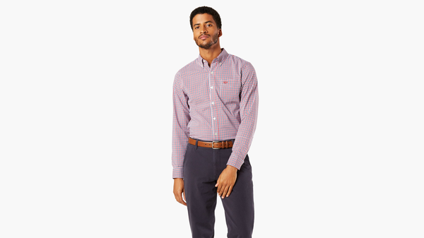 Dockers Signature Comfort Flex Shirt Classic Fit Rio Red