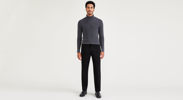 Dockers Signature Iron Free Khakis Pleated Classic Fit with Stain Defender® (Big and Tall) Beautiful Black