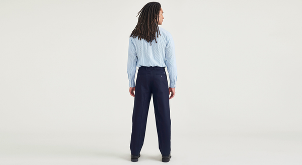 Dockers Signature Iron Free Khakis Pleated Relaxed Fit With Stain Defender® Blue