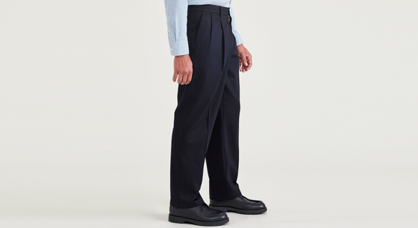 Dockers Signature Iron Free Khakis Pleated Relaxed Fit With Stain Defender® Blue