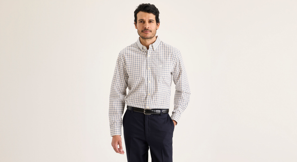 Dockers Signature Stain Defender Shirt Classic Fit Sahara Khaki