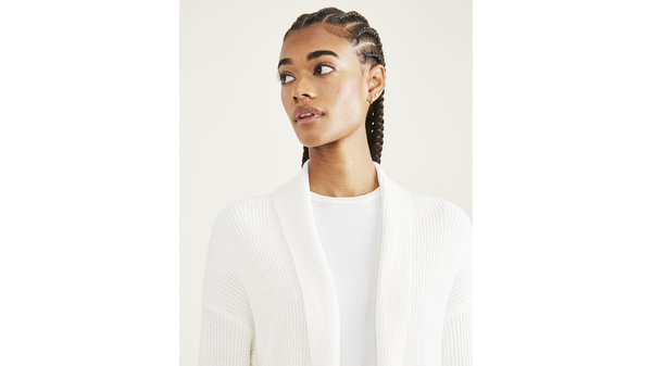 Dockers Long Cardigan Sweater Relaxed Fit White