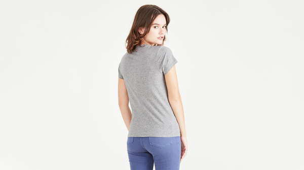 Dockers Favorite V-Neck Tee Shirt Slim Fit Heather Grey