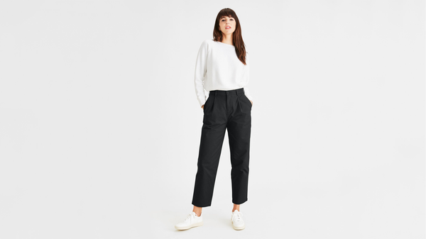Dockers Original Khakis Pleated High Waisted Tapered Fit Mineral Black
