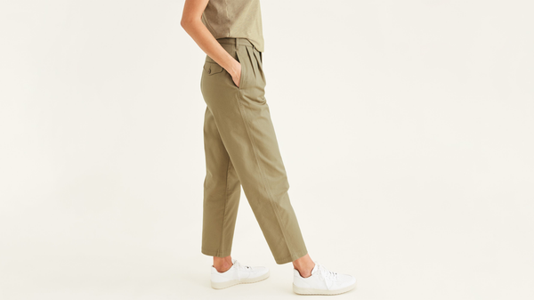 Dockers Original Khakis Pleated High Waisted Tapered Fit New British Khaki