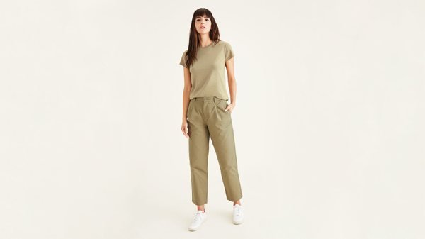 Dockers Original Khakis Pleated High Waisted Tapered Fit New British Khaki