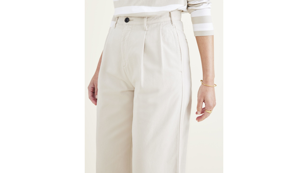 Dockers Original Khakis Pleated High Wide Fit Sahara Khaki